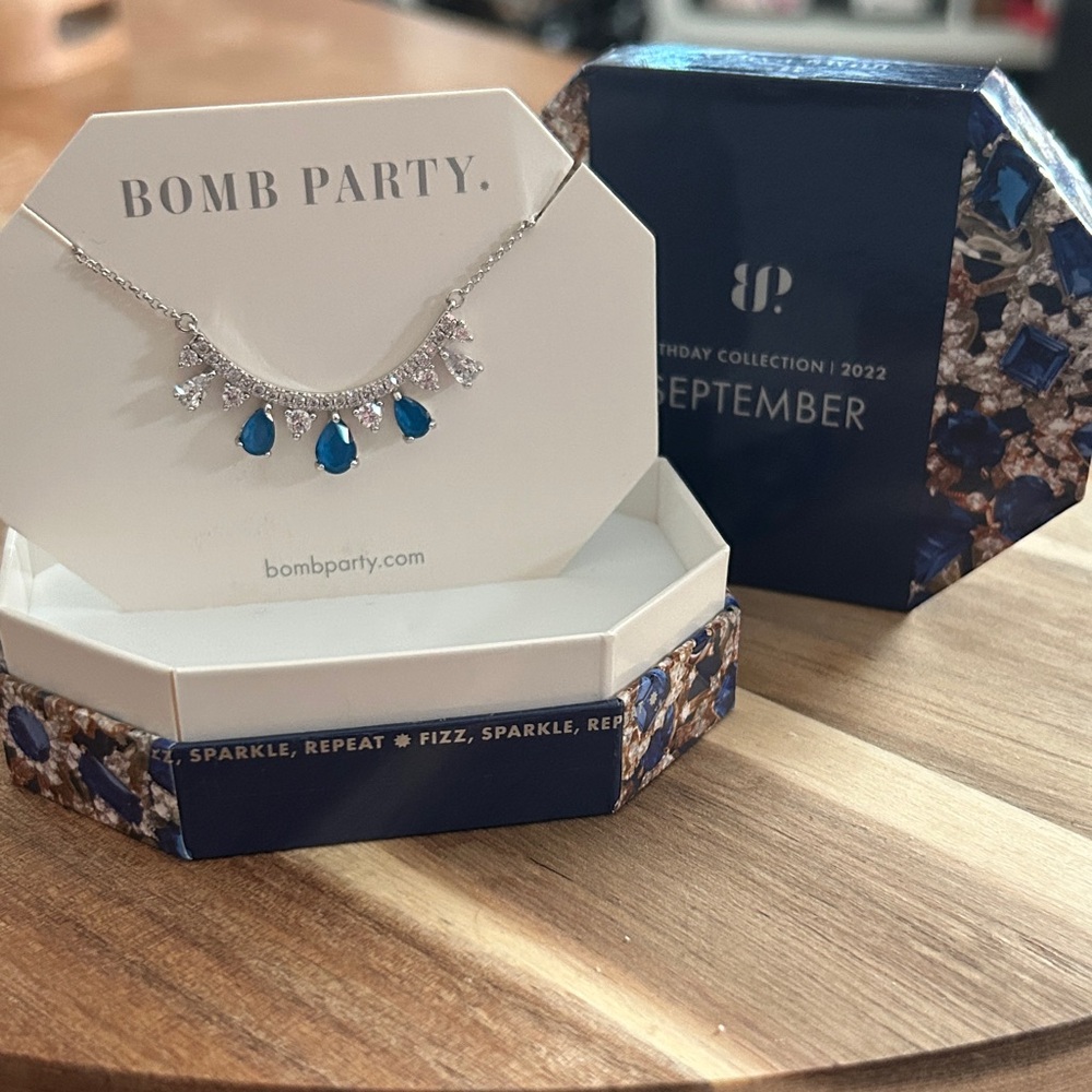BP Hinting To You - Silver Necklace with Blue Teardrops Birthday Collection